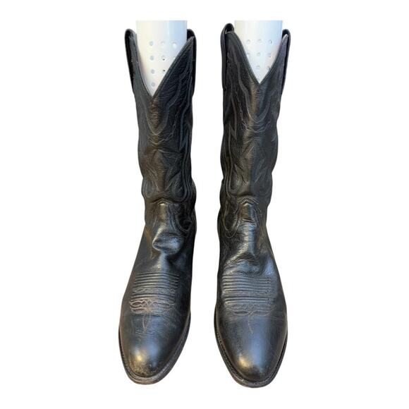 Lucchese 2000 Black Calfskin Cowboy Boot Men size 9.5 2E Wide - Picture 3 of 12